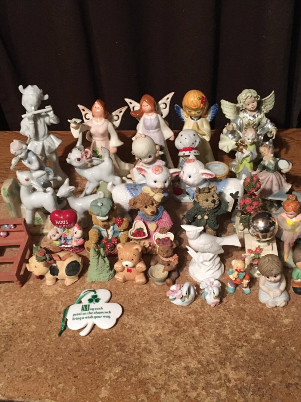 LOT OF 35 FIGURINES ENESCO ANGELS ANIMALS DEER BEAR KIDS PIGS FLOWERS SHEEP LAMB